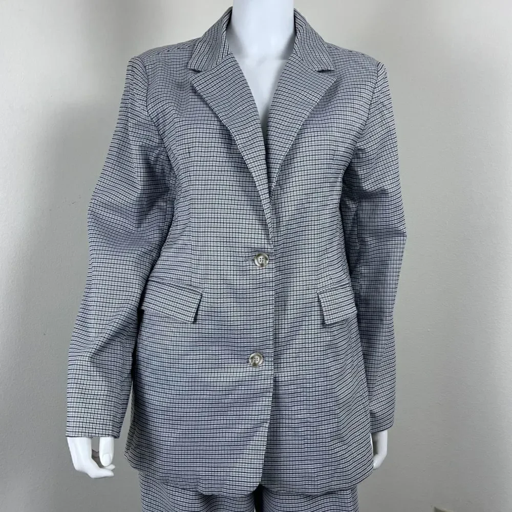 Motel Maiwa Women Size S Gray Herringbone Plaid Oversized Blazer Sakila Trouser
